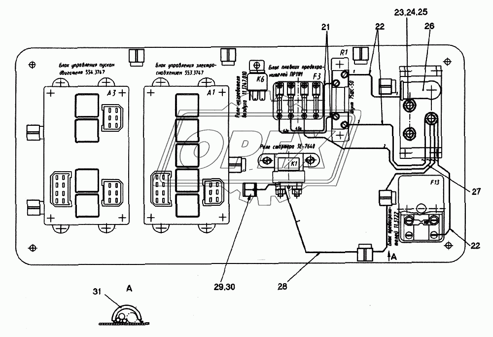 Щит распределительный мототсека автобуса ЛиАЗ-525625 1